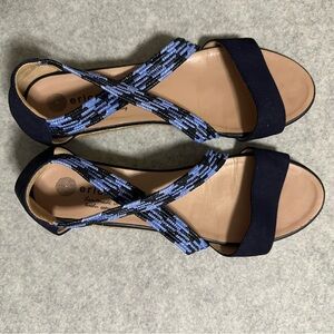 Eric Michael Navy and Light Blue Crisscross Strap Sandals Handmade in Spain